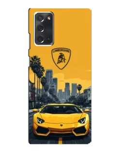 Чехол для Samsung Galaxy Note 20 с картинкой «Желтый Lamborghini город»