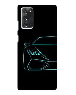 Чехол для Samsung Galaxy Note 20 с картинкой «Голубой силуэт Lamborghini»