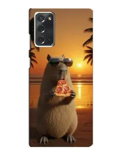 Чехол для Samsung Galaxy Note 20 с картинкой «Капибара с пиццей»