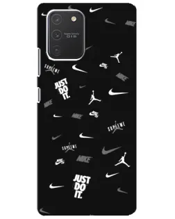 Чехол для Samsung Galaxy S10 Lite с картинкой «Nike Black Pattern»