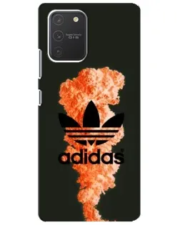 Чехол для Samsung Galaxy S10 Lite с картинкой «Оранжевый дым Adidas»
