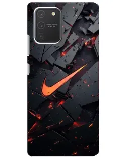 Чехол для Samsung Galaxy S10 Lite с картинкой «Nike — эффект разломов»