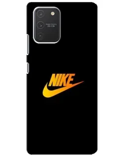Чехол для Samsung Galaxy S10 Lite с картинкой «Золотой логотип Nike»