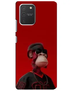 Чехол для Samsung Galaxy S10 Lite с картинкой «Bored Ape в красном»