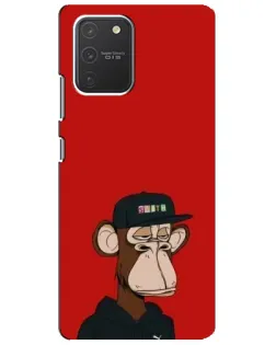 Чехол для Samsung Galaxy S10 Lite с картинкой «Bored Ape — красный фон»