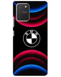 Чехол для Samsung Galaxy S10 Lite с картинкой «Логотип BMW и неоновые дуги» Чехол для Samsung Galaxy S10 Lite с картинкой «Логотип BMW и неоновые дуги»