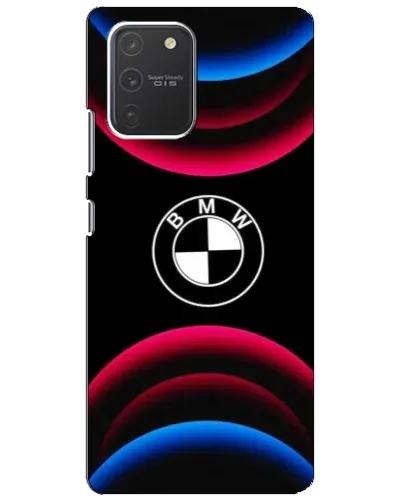 Чехол для Samsung Galaxy S10 Lite с картинкой «Логотип BMW и неоновые дуги»