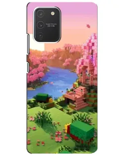 Чехол для Samsung Galaxy S10 Lite с картинкой «Розовое дерево Minecraft»