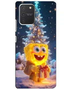 Чехол для Samsung Galaxy S10 Lite с картинкой «Рождественский Спанч Боб»