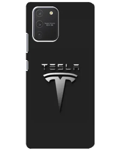 Чехол для Samsung Galaxy S10 Lite с картинкой «Стальной логотип Tesla» Чехол для Samsung Galaxy S10 Lite с картинкой «Стальной логотип Tesla»