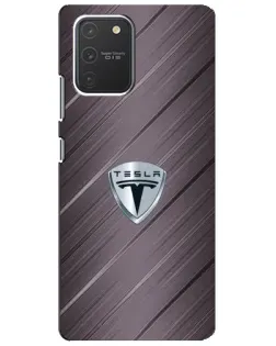 Чехол для Samsung Galaxy S10 Lite с картинкой «Металлическая текстура Tesla»
