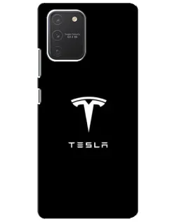 Чехол для Samsung Galaxy S10 Lite с картинкой «Tesla White Logo»