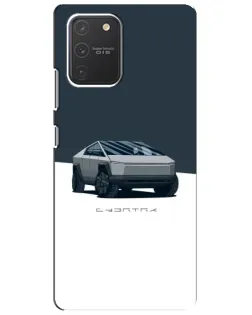 Чехол для Samsung Galaxy S10 Lite с картинкой «Серебристый Cybertruck Tesla»