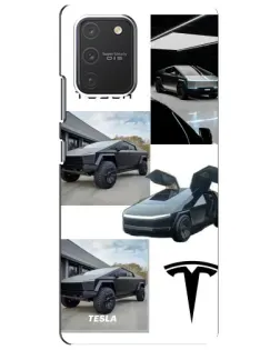 Чехол для Samsung Galaxy S10 Lite с картинкой «Коллаж Cybertruck Tesla»