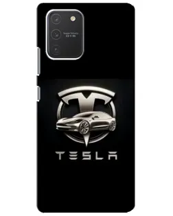 Чехол для Samsung Galaxy S10 Lite с картинкой «Tesla — серебристое авто»