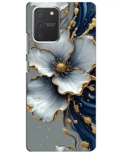Чехол для Samsung Galaxy S10 Lite с картинкой «Белый цветок и золотой флюид» Чехол для Samsung Galaxy S10 Lite с картинкой «Белый цветок и золотой флюид»
