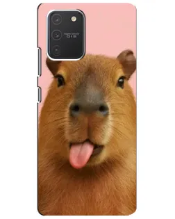 Чехол для Samsung Galaxy S10 Lite с картинкой «Капибара с языком»