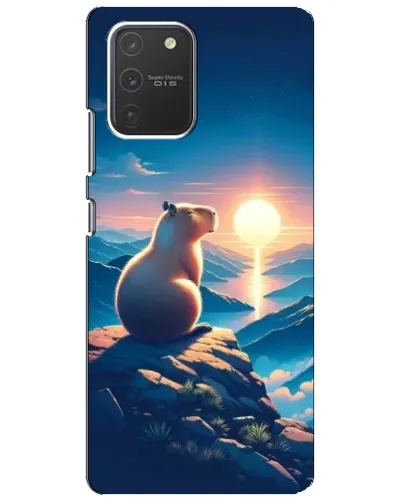 Чехол для Samsung Galaxy S10 Lite с картинкой «Закат солнца с капибарой»