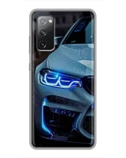 Чехол для Samsung Galaxy S20 FE с картинкой «Взгляд BMW с синими фарами» Чехол для Samsung Galaxy S20 FE с картинкой «Взгляд BMW с синими фарами»
