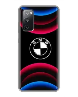 Чехол для Samsung Galaxy S20 FE с картинкой «Логотип BMW и неоновые дуги»