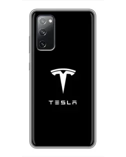 Чохол для Samsung Galaxy S20 FE з картинкою «Tesla White Logo»