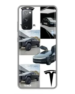Чохол для Samsung Galaxy S20 FE з картинкою «Колаж Cybertruck Tesla»