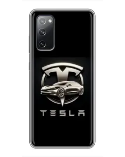 Чохол для Samsung Galaxy S20 FE з картинкою «Tesla — срібне авто»