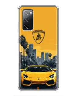 Чехол для Samsung Galaxy S20 FE с картинкой «Желтый Lamborghini город»
