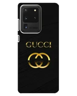 Чехол для Samsung Galaxy S20 Ultra с картинкой «Золотой логотип Gucci» Чехол для Samsung Galaxy S20 Ultra с картинкой «Золотой логотип Gucci»