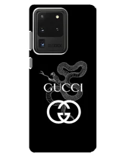 Чехол для Samsung Galaxy S20 Ultra с картинкой «Gucci — серебряная змея» Чехол для Samsung Galaxy S20 Ultra с картинкой «Gucci — серебряная змея»