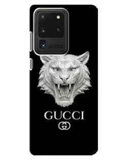 Чехол для Samsung Galaxy S20 Ultra с картинкой «Gucci — серебряный лев» Чехол для Samsung Galaxy S20 Ultra с картинкой «Gucci — серебряный лев»