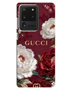 Чехол для Samsung Galaxy S20 Ultra с картинкой «Gucci — бордовые розы» Чехол для Samsung Galaxy S20 Ultra с картинкой «Gucci — бордовые розы»