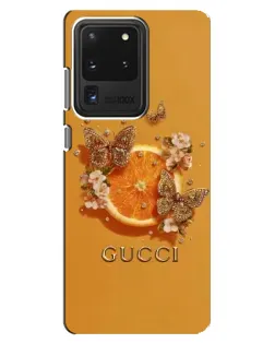 Чехол для Samsung Galaxy S20 Ultra с картинкой «Gucci — золотые бабочки» Чехол для Samsung Galaxy S20 Ultra с картинкой «Gucci — золотые бабочки»
