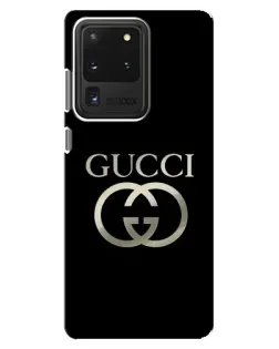 Чехол для Samsung Galaxy S20 Ultra с картинкой «Gucci — золото на черном» Чехол для Samsung Galaxy S20 Ultra с картинкой «Gucci — золото на черном»