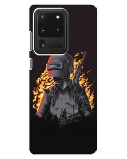 Чехол для Samsung Galaxy S20 Ultra с картинкой «PUBG — огненный силуэт» Чехол для Samsung Galaxy S20 Ultra с картинкой «PUBG — огненный силуэт»