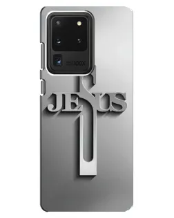 Чехол для Samsung Galaxy S20 Ultra с картинкой «Металлический крест Jesus»