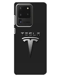 Чехол для Samsung Galaxy S20 Ultra с картинкой «Стальной логотип Tesla» Чехол для Samsung Galaxy S20 Ultra с картинкой «Стальной логотип Tesla»