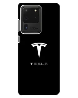 Чехол для Samsung Galaxy S20 Ultra с картинкой «Tesla White Logo» Чехол для Samsung Galaxy S20 Ultra с картинкой «Tesla White Logo»