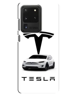 Чехол для Samsung Galaxy S20 Ultra с картинкой «Tesla White Style» Чехол для Samsung Galaxy S20 Ultra с картинкой «Tesla White Style»
