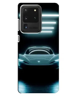 Чехол для Samsung Galaxy S20 Ultra с картинкой «Tesla в неоне» Чехол для Samsung Galaxy S20 Ultra с картинкой «Tesla в неоне»