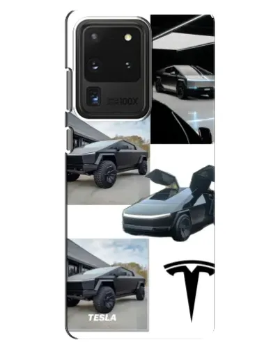 Чехол для Samsung Galaxy S20 Ultra с картинкой «Коллаж Cybertruck Tesla»