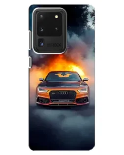 Чехол для Samsung Galaxy S20 Ultra с картинкой «Audi в огненном дыму» Чехол для Samsung Galaxy S20 Ultra с картинкой «Audi в огненном дыму»