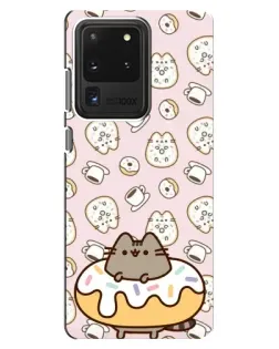 Чехол для Samsung Galaxy S20 Ultra с картинкой «Пушин на пончике» Чехол для Samsung Galaxy S20 Ultra с картинкой «Пушин на пончике»