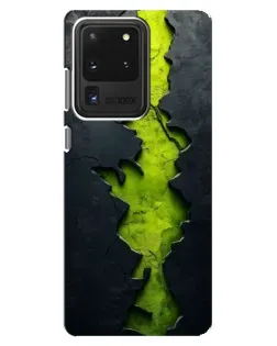 Чехол для Samsung Galaxy S20 Ultra с картинкой «Салатовый разлом скалы»