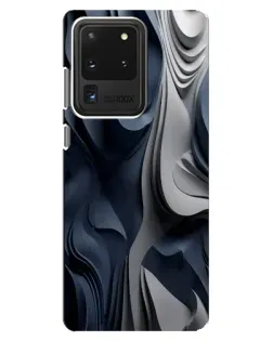 Чехол для Samsung Galaxy S20 Ultra с картинкой «Объемные синие складки»