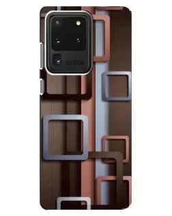 Чехол для Samsung Galaxy S20 Ultra с картинкой «Коричневые объемные квадраты»