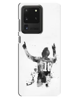 Чехол для Samsung Galaxy S20 Ultra с картинкой «Черно-белый силуэт Месси»