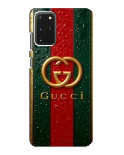 Чехол для Samsung Galaxy S20 с картинкой «Gucci — фирменная полоса и золото»