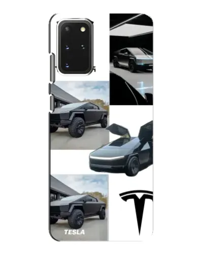 Чехол для Samsung Galaxy S20 с картинкой «Коллаж Cybertruck Tesla»
