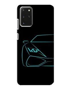 Чехол для Samsung Galaxy S20 с картинкой «Голубой силуэт Lamborghini»